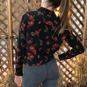 Equipment silk blouse- black with floral pattern